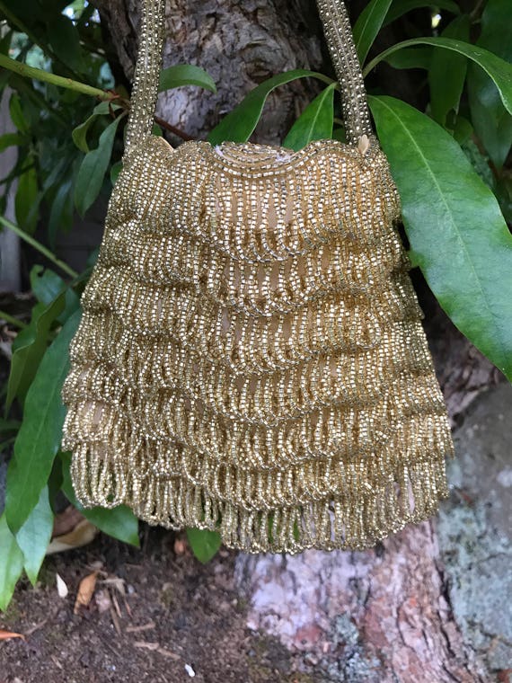 Beautiful gold beaded evening purse. Richere Bag … - image 3