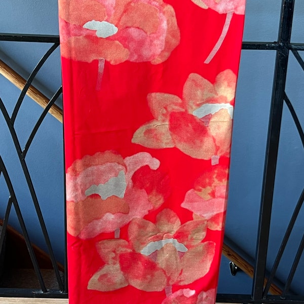 Fabulous! Rare vintage Marimekko Oyj Suomi-Finland Fujiwo Ishimoto 2000 "Hurmio" cotton fabric.Gorgeous deep red with large metallic accent.