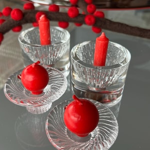 A set of four beautiful classic Iittala candle holders...,2 Poppa and 2 Taru.  Finland. Gorgeous glass Scandinavian candle holders.