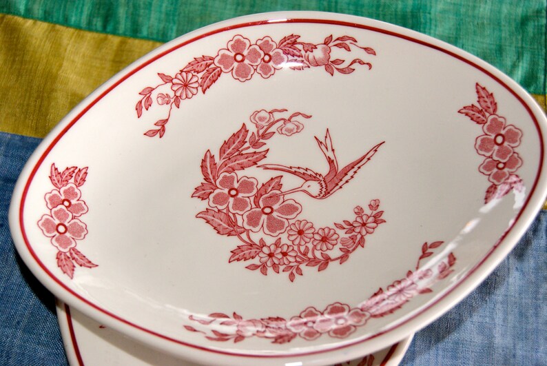 Set of 4 vintage Jackson china Falls creek PA. Fabulous red Etsy