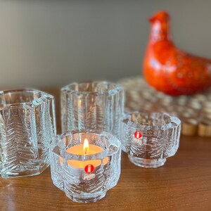 Lovely! Two lovely small Iittala kuusi (spruce tree) design candle holders and two larger Kuusi candle holder-Finland.  Jorma Vennola design