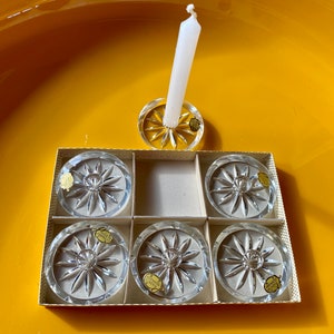 Six beautiful antique/vintage mid century modern crystal candle holders.  Made in Germany.
