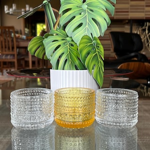 Three lovely clear dotted Kastehelmi tea light candle holders...Iittala...Made in Finland. Classic Scandinavian decor. Lovely!