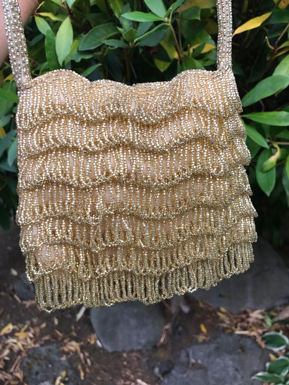 Beautiful gold beaded evening purse. Richere Bag … - image 8