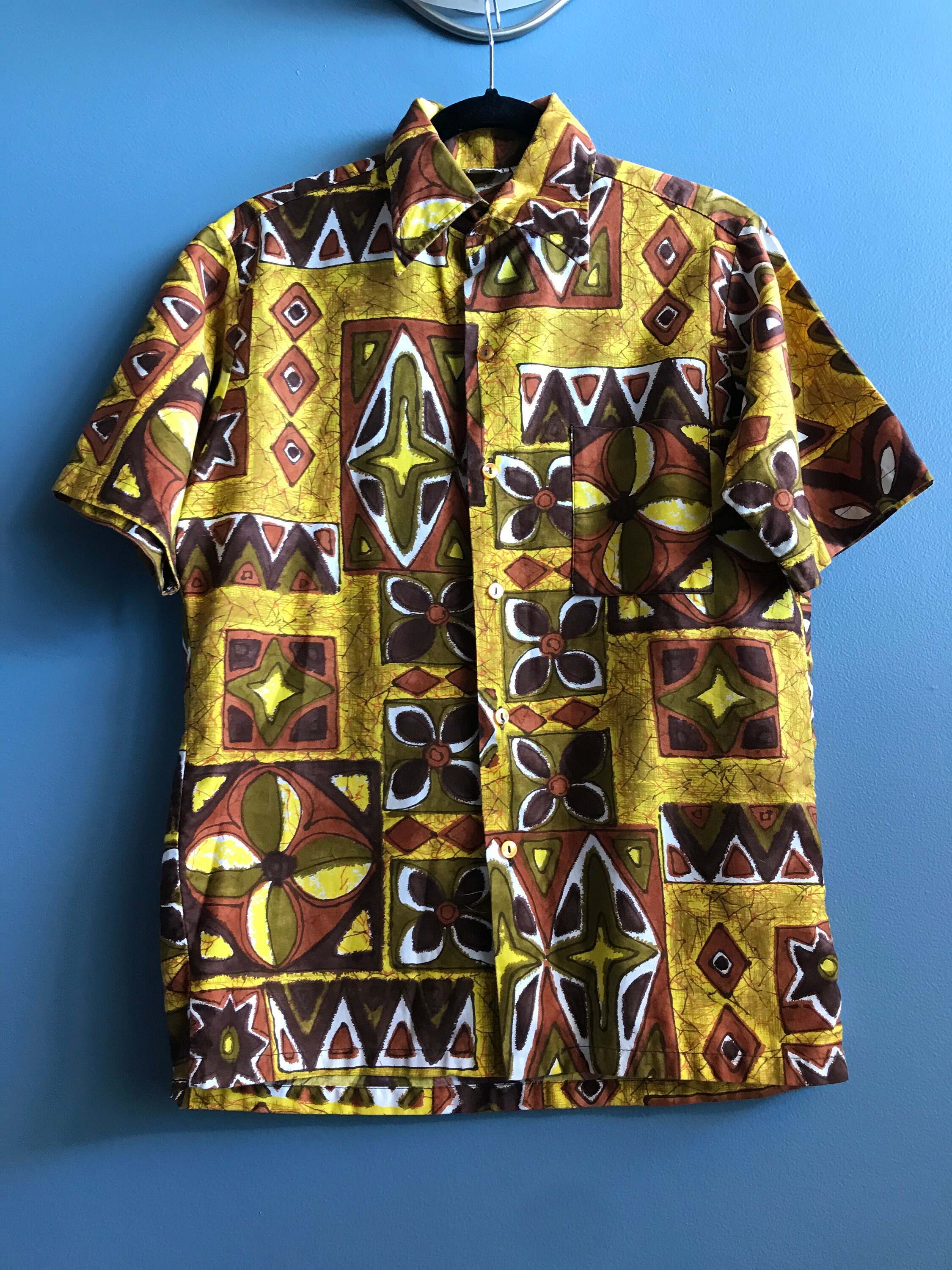 トップス Vintage 60s pennys aloha shirt Vintage Made in Japan Penney's Blue Tropical Fish Aloha