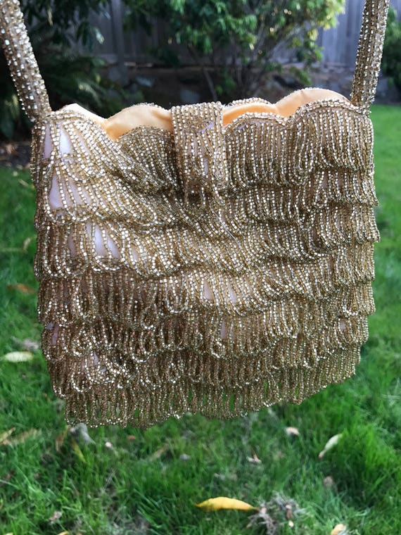 Beautiful gold beaded evening purse. Richere Bag … - image 7