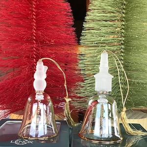 Two wonderful collectible 1990s Lenox Christmas bell ornaments in original box