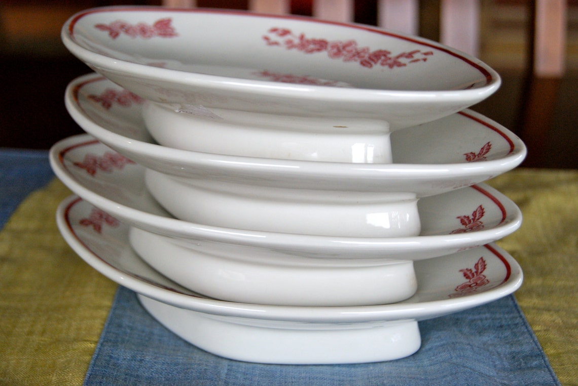 Set of 4 vintage Jackson china Falls creek PA. Fabulous red Etsy