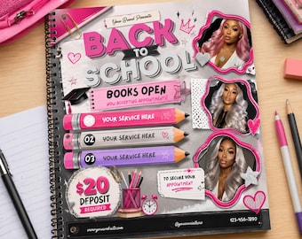 Back to School Flyer Template Editable, Hair Salon Flyer, Hairstylist Business Flyer, Beauty Appointment Poster, Wig Vendor Instagram Flyer