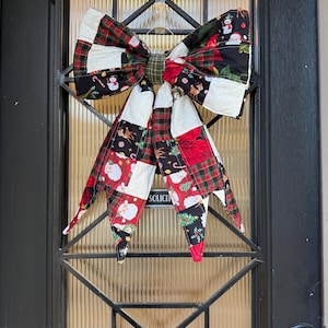Reversible Quilted Door Bow | Patchwork Seasonal Decor (18"x22")