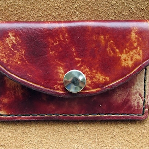 Handmade Brown Leather Card Wallet Coin Purse