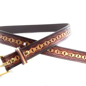 Handmade Brown Tooled Leather Belt