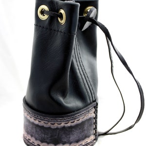 Handmade Black Leather Drawstring Possible Pouch