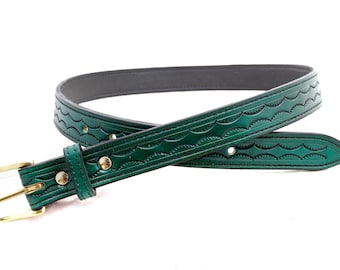 Dark Green Leather Belt – Fields Outfitting