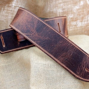 Handmade Distressed Buffalo Leather Guitar Strap