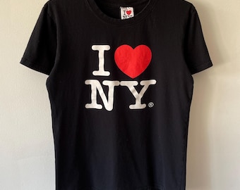Vintage Y2K I LOVE NY T-shirt New York City grafisch zwart klein