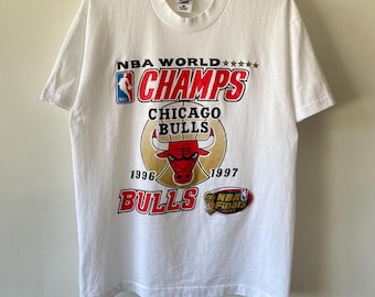 Vintage 1997 Chicago Bulls NBA Finals World Champs T-shirt wit sportkleding basketbal groot