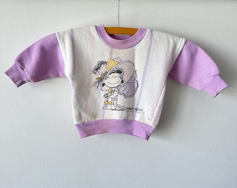 Bluza z nadrukiem Lucy z lat 70. z serii Peanuts Charlie Brown Snoopy dla dzieci w rozmiarze 18 miesięcy, w rzadkie paski