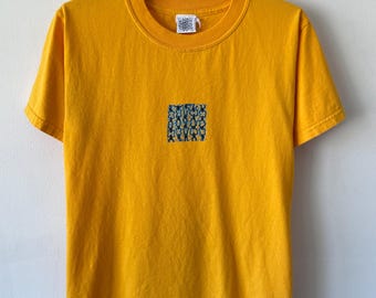 Vintage jaren 90 Keith Haring Pop Shop Art T-shirt gele afbeelding gemaakt in de VS klein