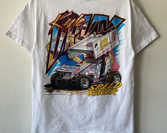 Vintage 1999 Speed Racer Anime Graphic Racing T-Shirt White USA Medium