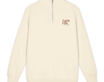 Layla Lou & Co. Embroidered Premium Quarter Zip Sweatshirt, Lane Seven LS14014, Family and Friends Shop Merch