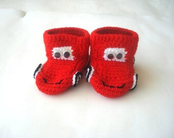 Baby Boys Shoes Infants Handmade Woollen Knitted Crochet Car Booties 0-9 Months