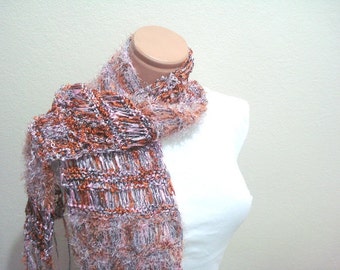 Knitted Fashion Scarf soft in gorgeous Green and Orange and Red colour, mothers day gifts