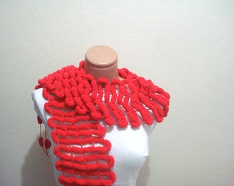 Red pom pom Scarf with fringe, accessories for women, intelligent gift, soft mulberry fashion scarf, Valentines day gift for her