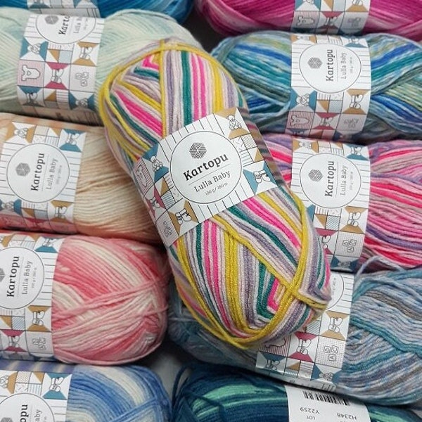 Kartopu Lulla Baby yarn, soft baby acrylic yarn 100gr, ice Cakes Baby lollipop clothing yarn 3.5 oz, baby knitting crochet blanket yarn