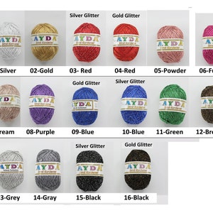 100g cordenet crossstitch thread, viscose yarn, silver black rayon lurex sparkly metallic Glitter crochet Ayda Simli kordenet
