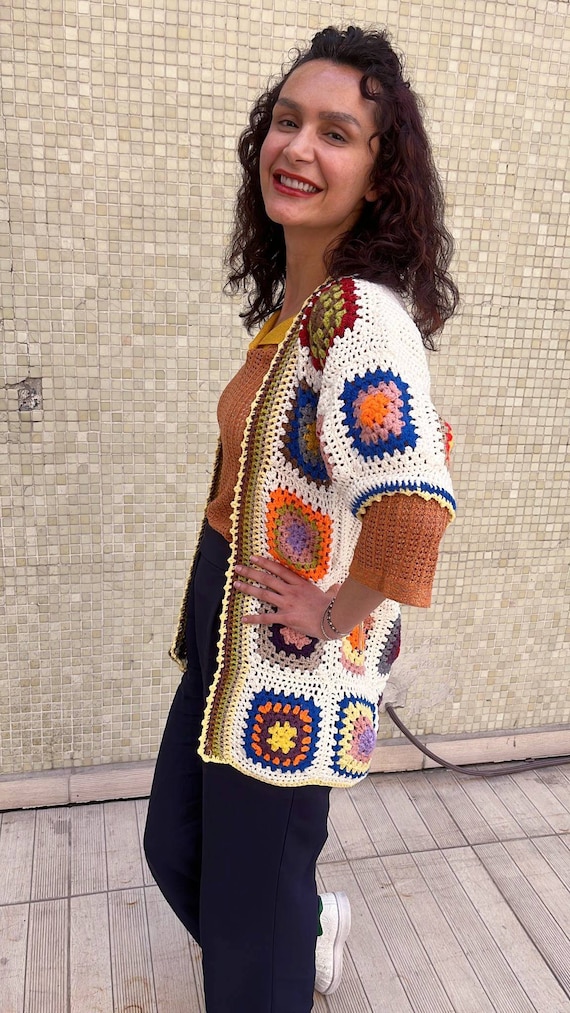 Multi coloured cheap crochet cardigan