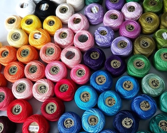 Cotton Perle size 8, Oren Bayan Madame Tricote 10gr, cross stitch cotton perle set, floss thread for cross stitch brown yellow green