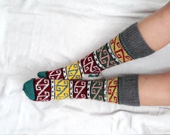 knit socks, colourful Turkish Knitted Socks, legwarmers, woman socks slippers, knitted home shoes, Knee High Socks, Leg Warmers