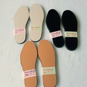 Faux leather insoles for Crochet, nonslip soles for slippers, faux leather non slip soles with holes, Soles for Crocheted Non-slip soles