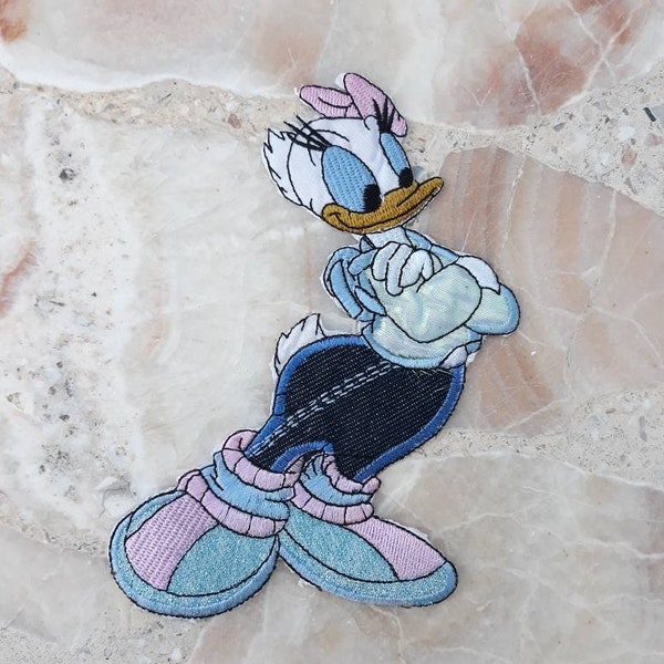 Disney Daisy Duck applique patch pathwork for kids, cutie patch embroidered sew on patch blue cute iron on patch size 11 x 20 cm
