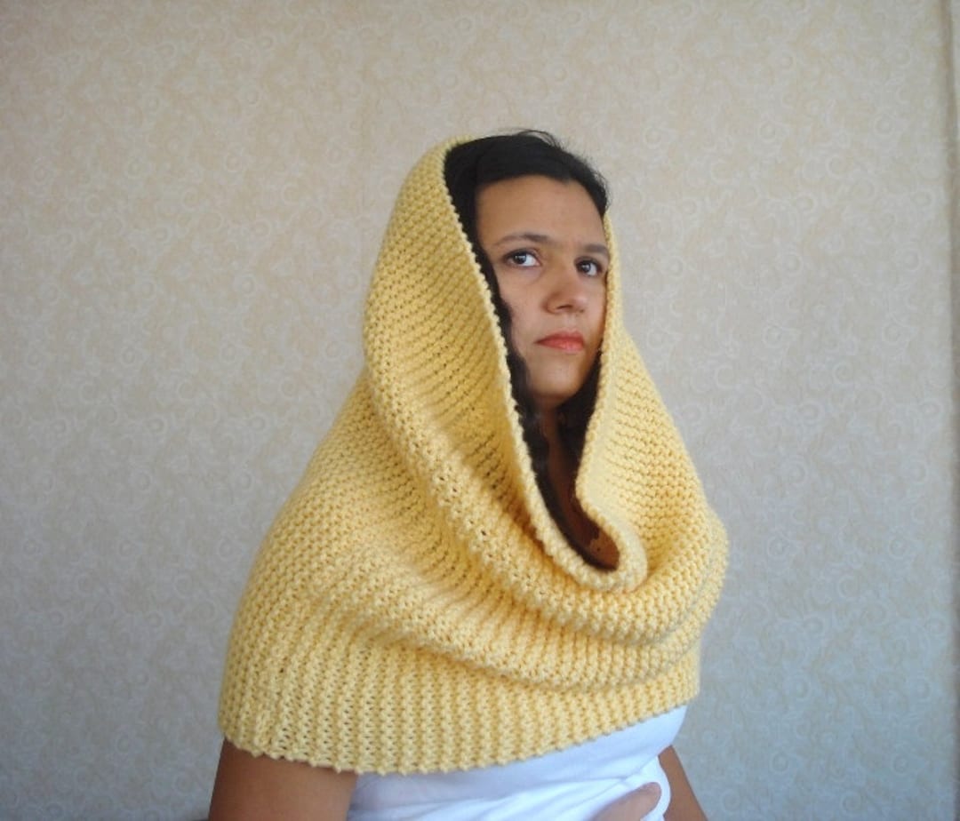 Hand Knit Wool Blend Cowl, Mustard Yellow Chunky Infinity Scarf - Etsy