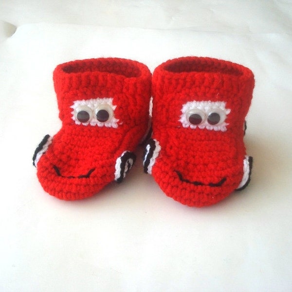 red taxi Cars Baby Booties, baby slippers, newborn shoes, crochet baby booties 0 12 month baby, crochet baby shoes, baby socks