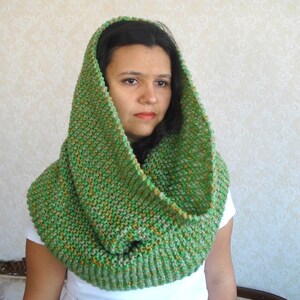 Enorme dikke Infinity groen wol sjaal-omslagdoek, oneindigheid cowl, Kerstcadeaus voor vrouw