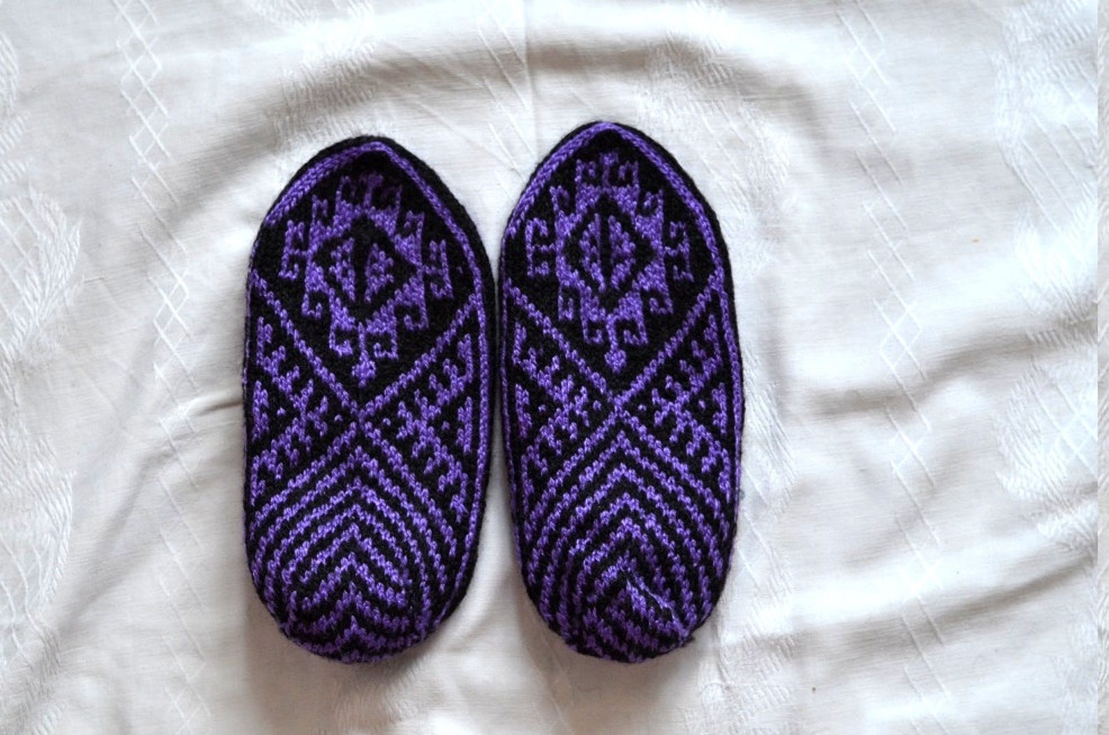Purple - Kutch Embroidery Handstitched Leather Flat Slippers main image 0