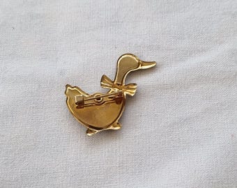 Broche Vintage Caneton En Métal Doré Avec Perles/oxydes - Années 70, Occasion, Multicolore, Sans Marque, Parfaite Pour Collection Ou Customisation