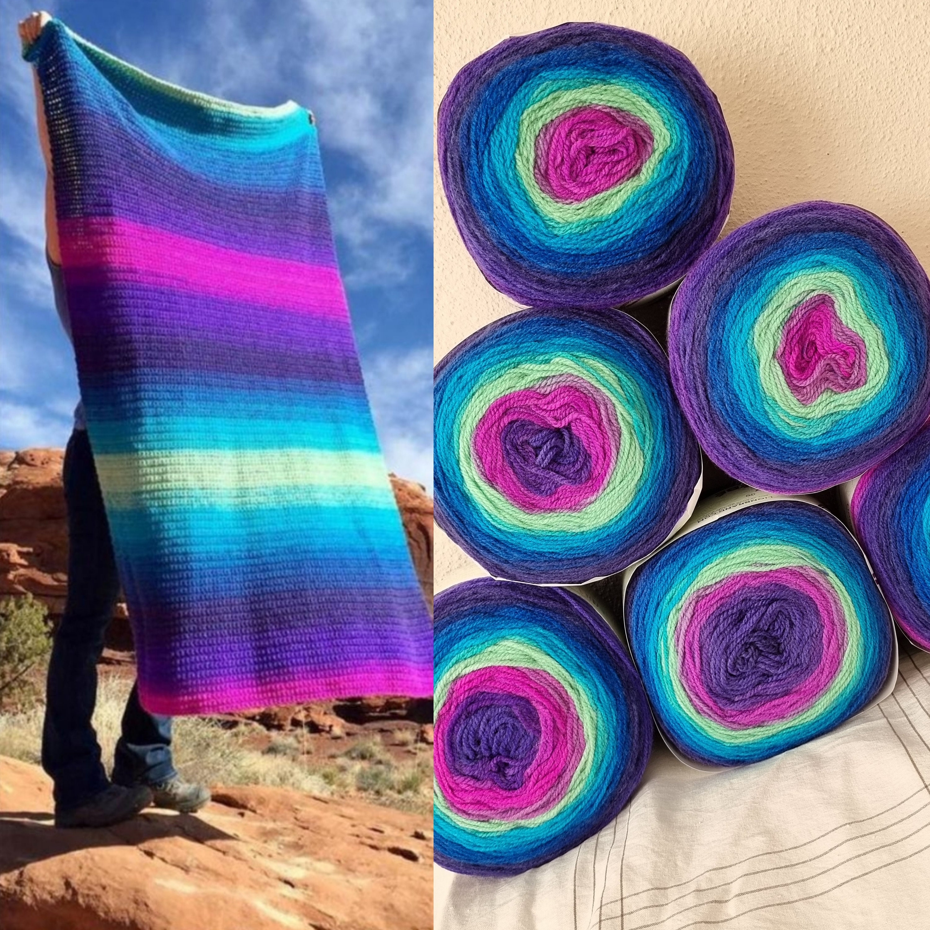 2 Rolls Mandala 200g Knitting Crochet Craft Rainbow Cake Yarn Soft Baby  Gradient Multicolor Art Spring