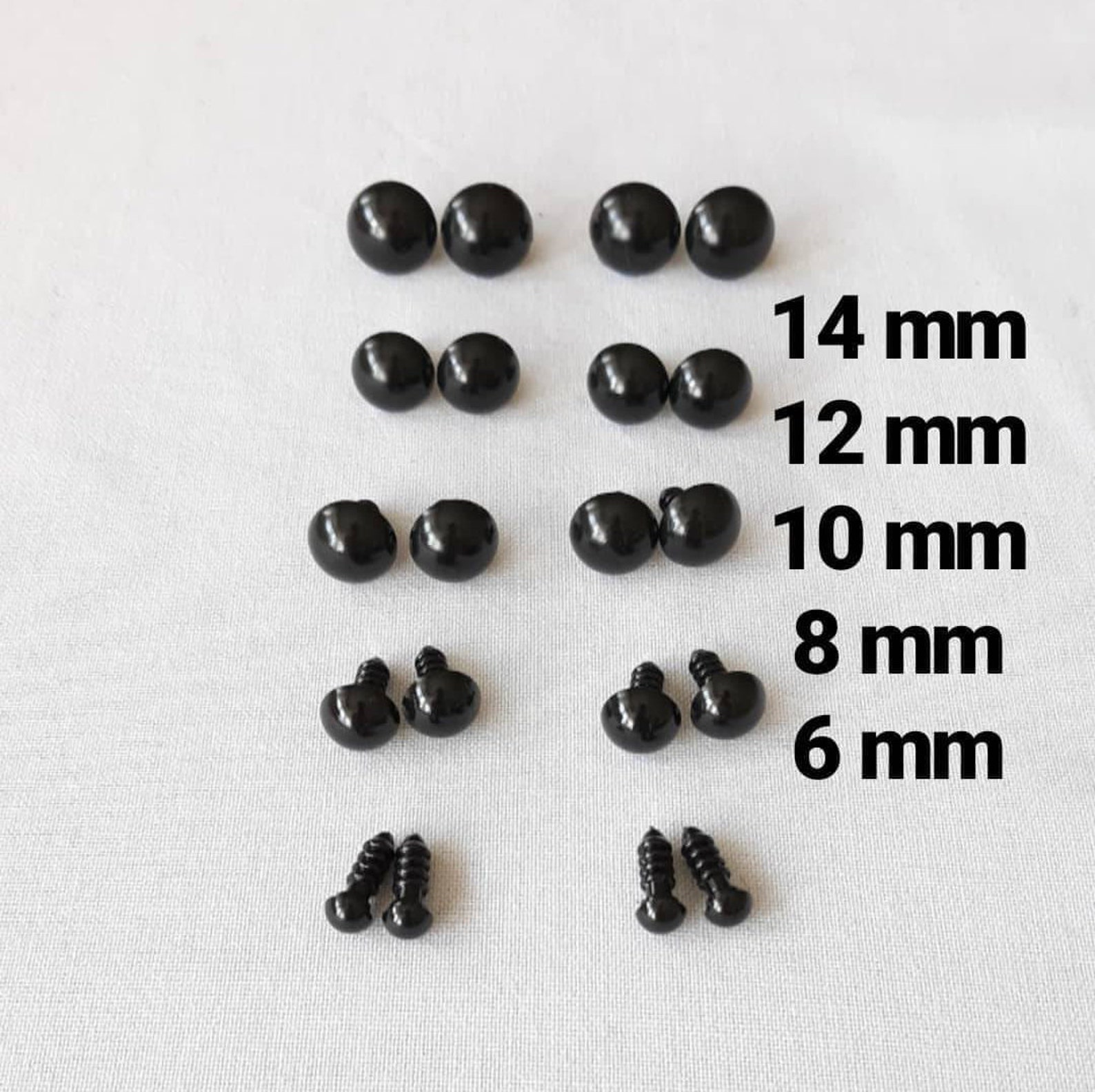 10/25/50/100 Pairs X 10mm Safety Eyes in Black Blue Green Etsy