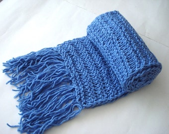 hand knit scarf Blue, Extra Long Scarf for Men, mens scarf, womens scarf, neckwarmer, cowl, chunky scarf gifts for men women