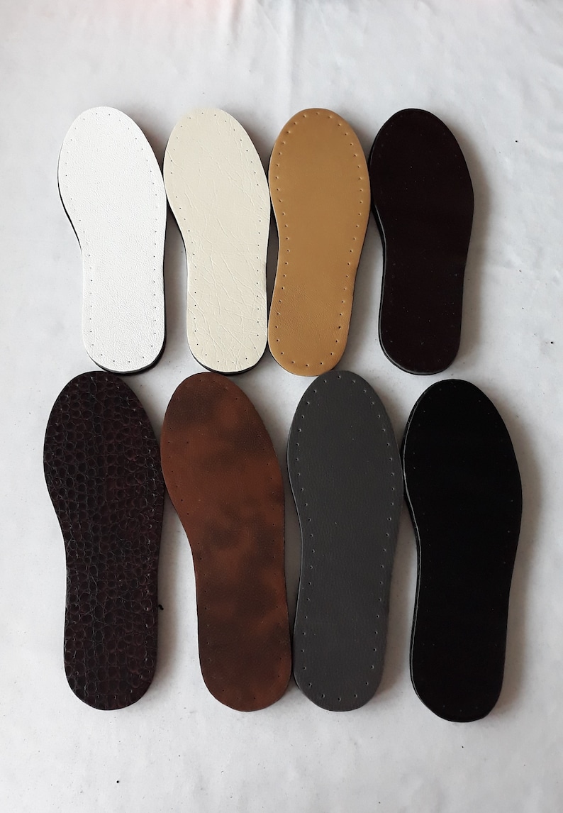 Palmilhas masculinas perfuradas tamanho 3 em couro sintético com camadas para crochê, solas de couro antiderrapantes com furos, palmilhas masculinas de feltro EVA em couro sintético. imagem 2