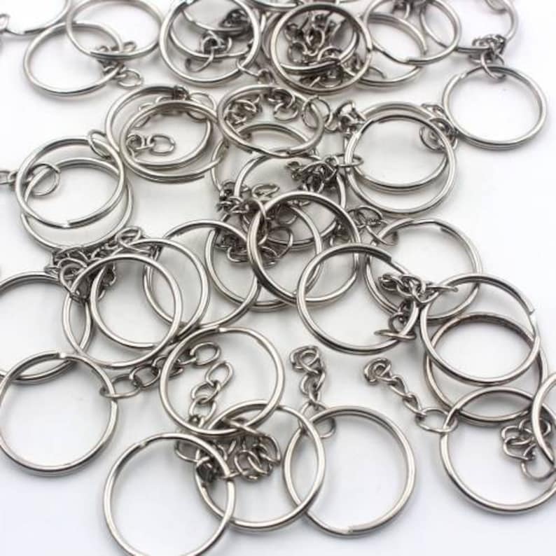 Nice Key Chain Rings Silver Keychain Rings, 10 20 50 100 Pcs Key Rings With Chain, Bulk 20mm ...