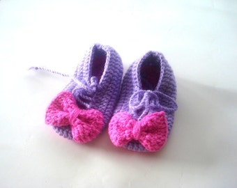 baby shoes, Baby Booties, purple and pink  marry jane  baby booties 6 to 12 months, crochet baby shoes, baby socks, knitted slippers