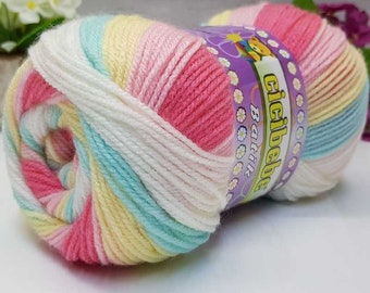 DK Rainbow Baby wool pack 5 x 100g Cicibebe Batik Yarn wool crochet DK acrylic 14 