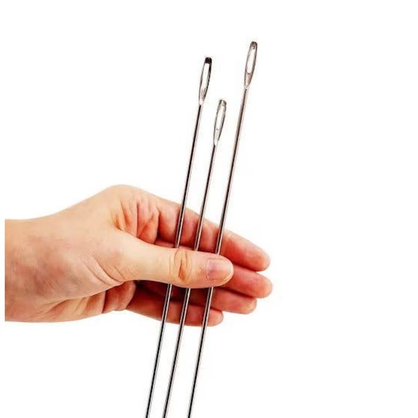 Long Thick packing needles, Stainless steel sewing needles, needles for leather, large eye needles, tapestry easy thread passes needles