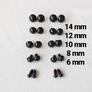 14mm black amigurumi safety eyes in black plastic for doll, amigurumi round safety eyes, tot doll making eyes 5/10/25 pairs