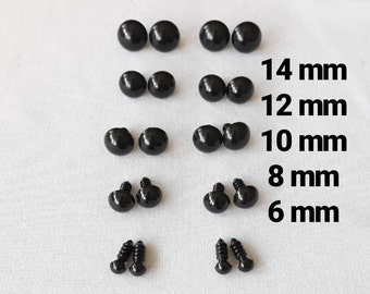 12mm amigurumi safety eyes in black plastic for doll, toys amigurumi animals eyes, round safety eyes, plastic doll eyes 5/10/25 pairs